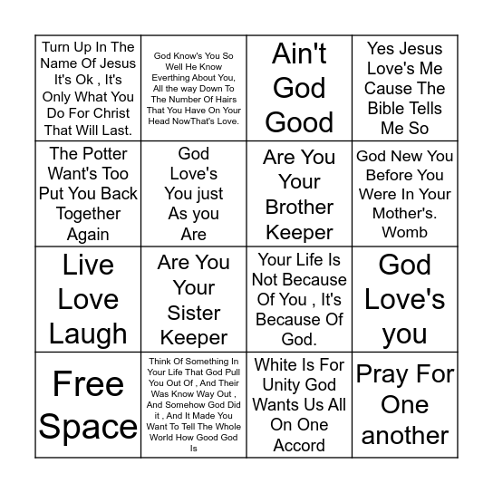 GOD''S LOVE BINGO Card