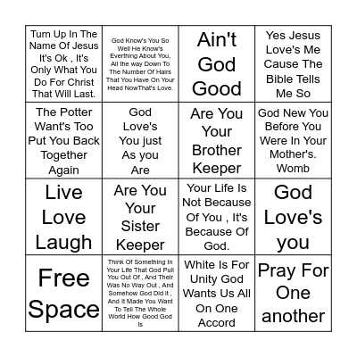 GOD''S LOVE BINGO Card