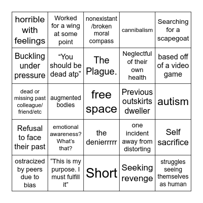 anzu sinner bingo Card