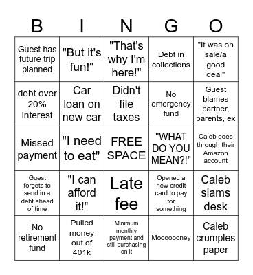 Financial Audit Bingo Card