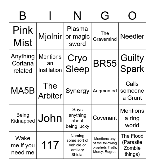 John Imperial Halo Bingo Card