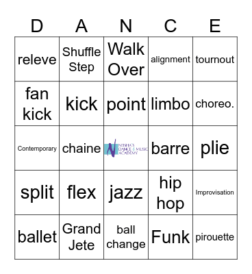 Dance Bingo Card