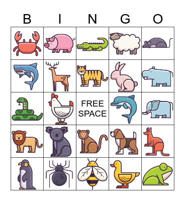 ANIMAL BINGO Card
