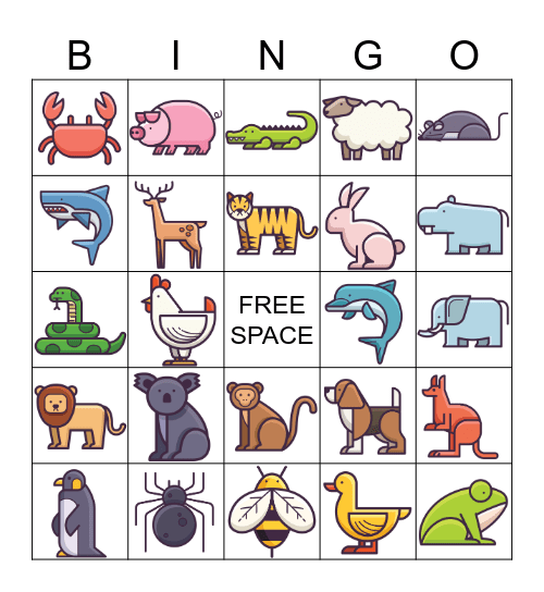 ANIMAL BINGO Card