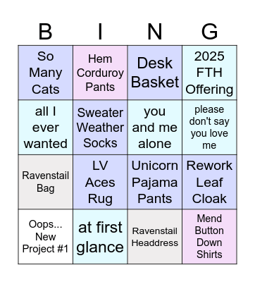 WIP/UFO Bingo Card