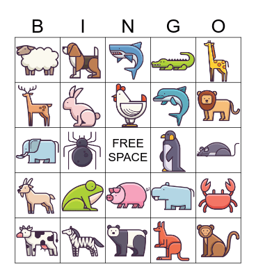 Animal Bingo 2 Bingo Card