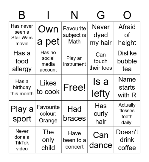 HUMAN BINGO Card