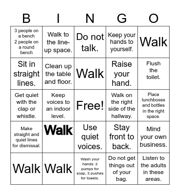 Back to Brave Behavior Bingo Card