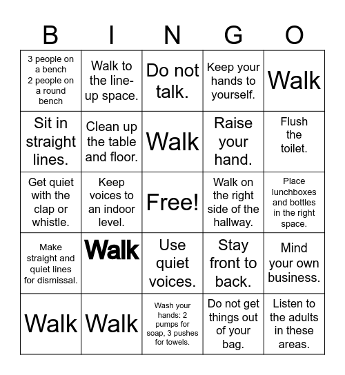 Back to Brave Behavior Bingo Card