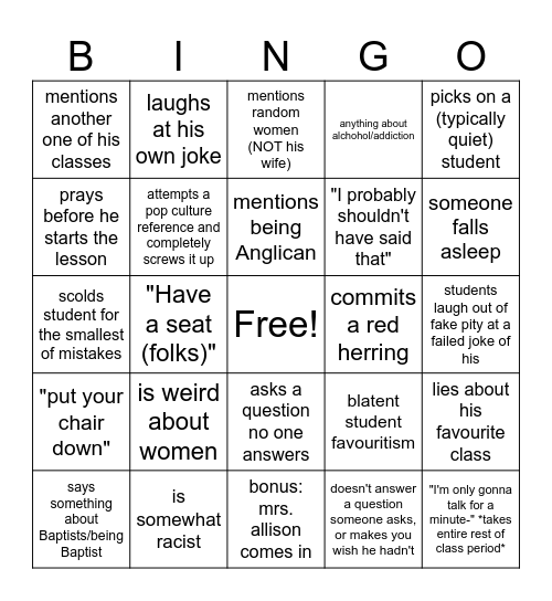 The Rutherford Bingo Card
