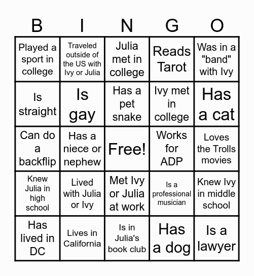 Find Someone Who... Bingo Card