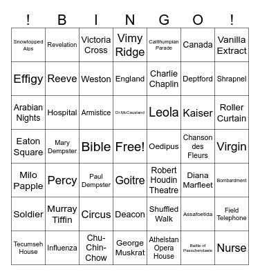 Fifth Business Part 2 Bingo Card