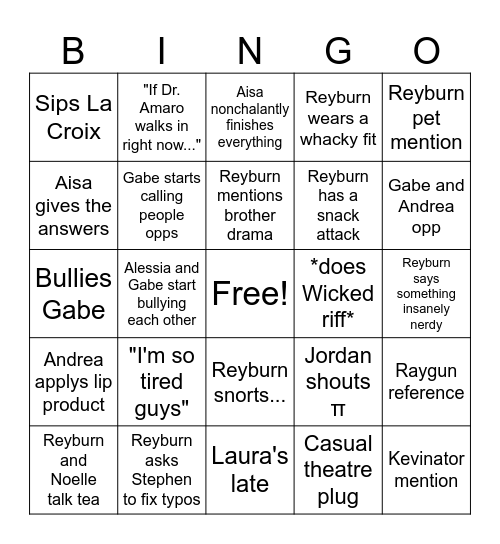 AP Calc BC "Reyburn" Bingo Card