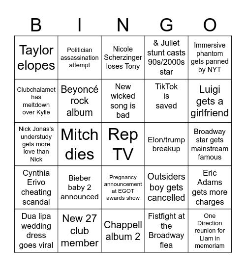 2025 Bingo Card