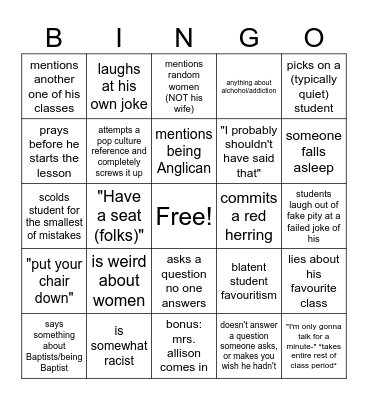 The Rutherford Bingo Card