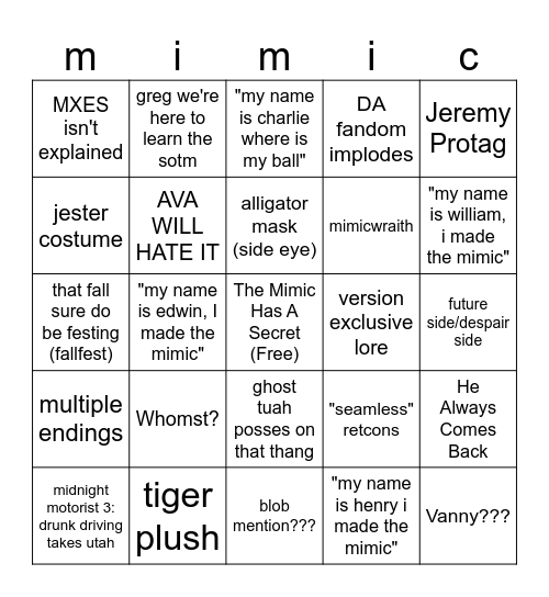 SOTM BINGO Card