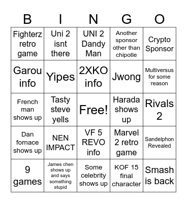EVO Bingo Card