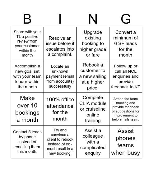 March Board - Emails Team Bingo Card