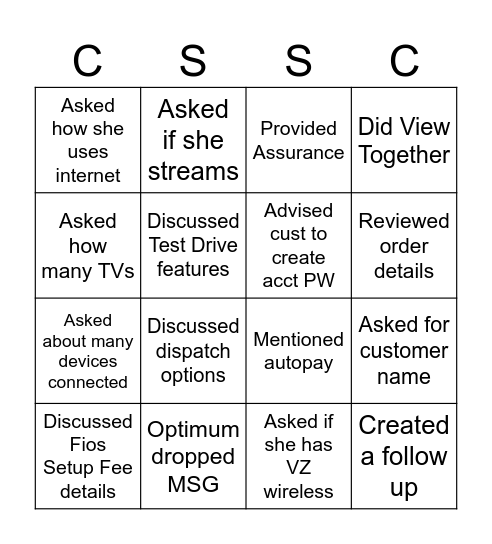 Cancel Calibration Bingo Card