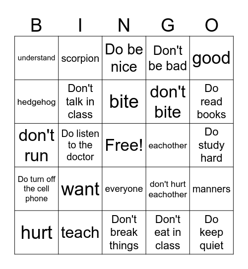 VI class Bingo Card