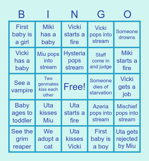 Utahima Unhinged BIngo Card
