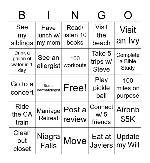 2025 Bingo Card