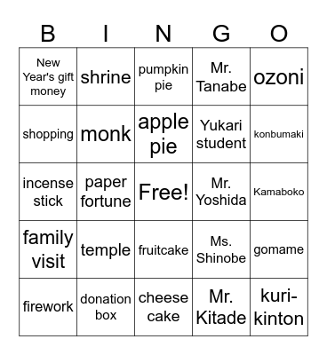 Yukari New Year BINGO 2025 Bingo Card