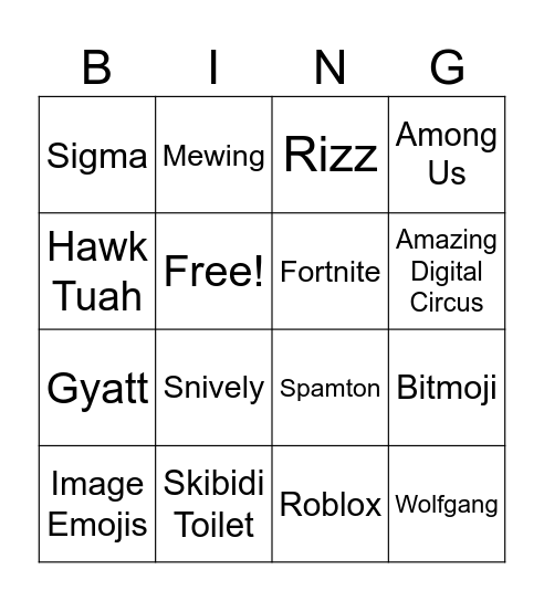 Untitled Bingo Card