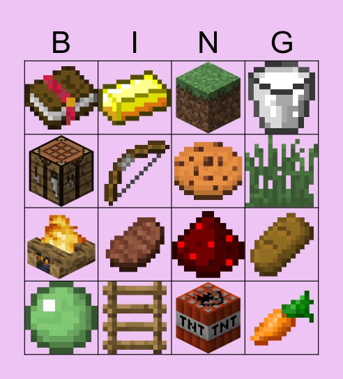 Minecraft Bingo Card