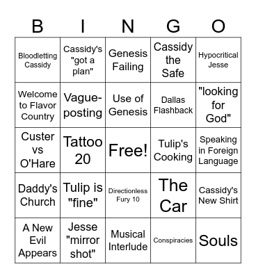 Preacher Bingo Card