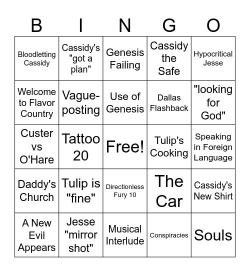 Preacher Bingo Card