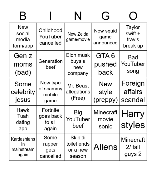 2025 bingo Card