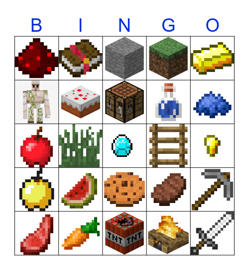 MINECRAFT Bingo Card