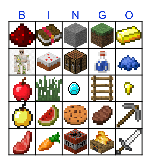 MINECRAFT Bingo Card