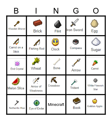 Minecraft Bingo Card