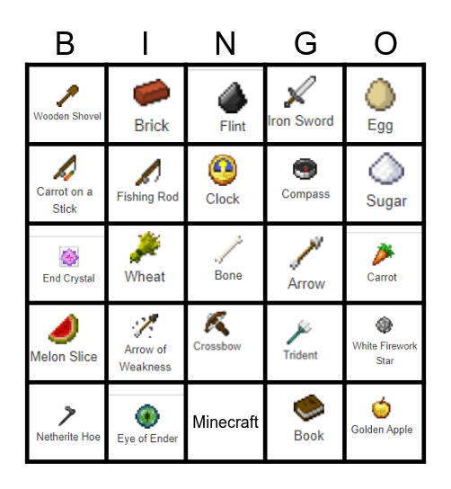 Minecraft Bingo Card