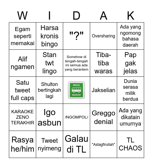 WIDAK Bingo Card