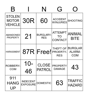 CALL TAKER Bingo Card