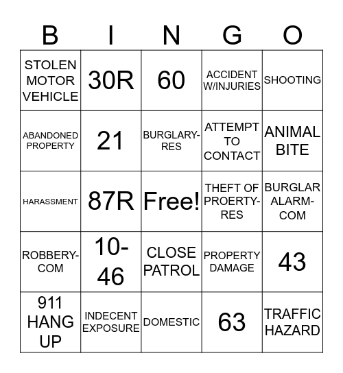 CALL TAKER Bingo Card