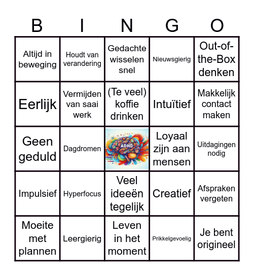 ADHD Bingo!!! Bingo Card