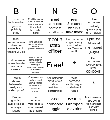MISSOURI THESPIAN CONFERENCE Bingo Card