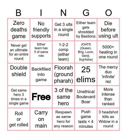 Mystery Heroes Bingoverwatch #MHT Bingo Card