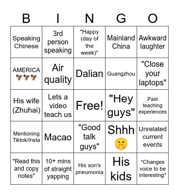 Ultimate China Glazer Bingo: Alpha Bingo Card