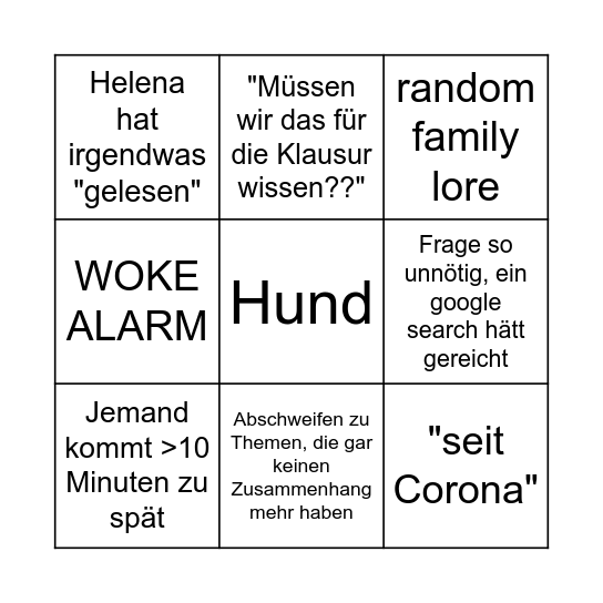 Entwicklungspsychopathologie BINGO Card