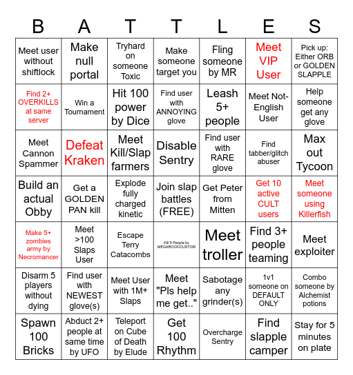 ULTIMATE SB BINGO Card