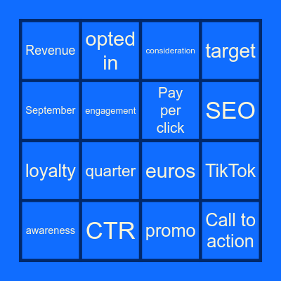 Eurostar Marketing Team Meeting Bingo Card