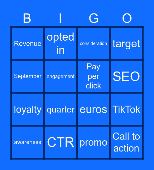 Eurostar Marketing Team Meeting Bingo Card