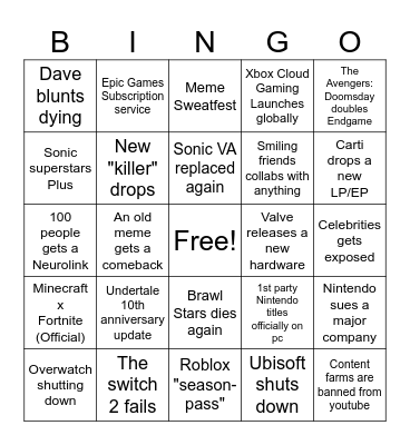 2025 Bingo Card