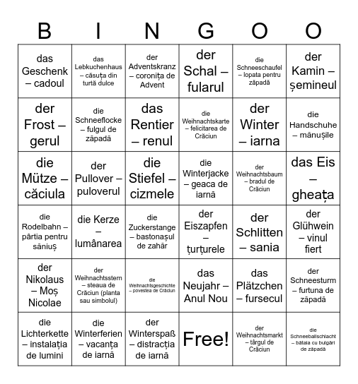 winter Bingo Card