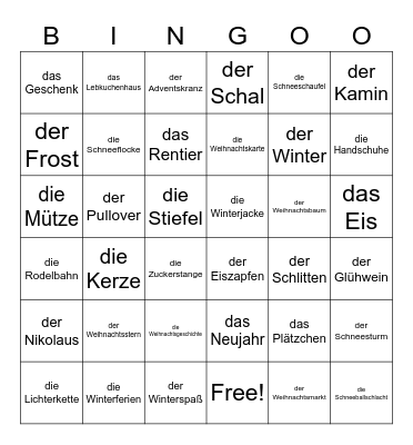 Winter Bingo Card